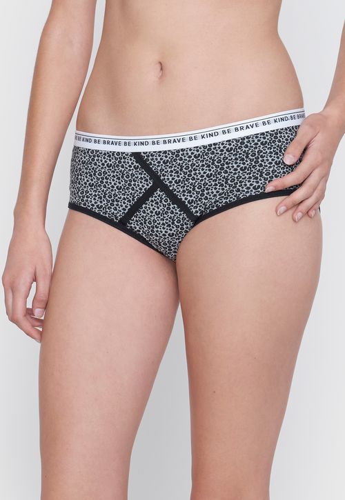 Calzón Mujer Boyshort Cotton Print Gris Melange