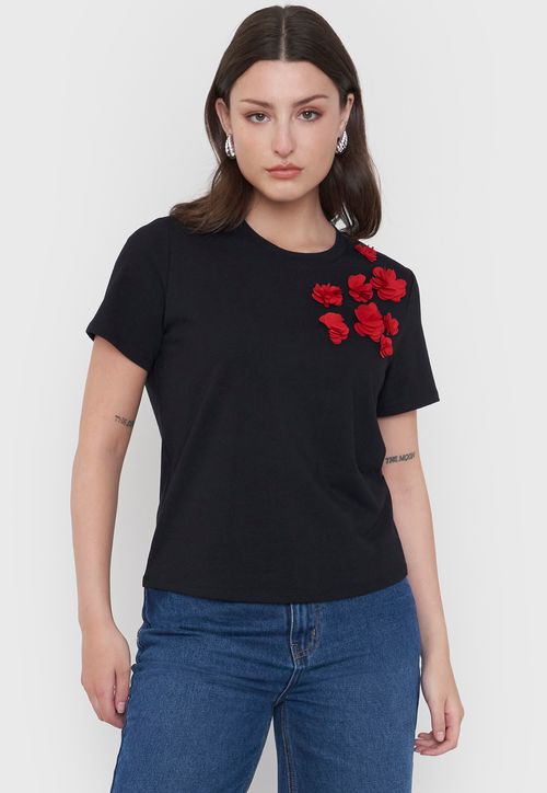 Polera Mujer Aplicación Negro