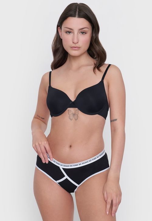 Calzón Mujer Cotton Negro Boyshort