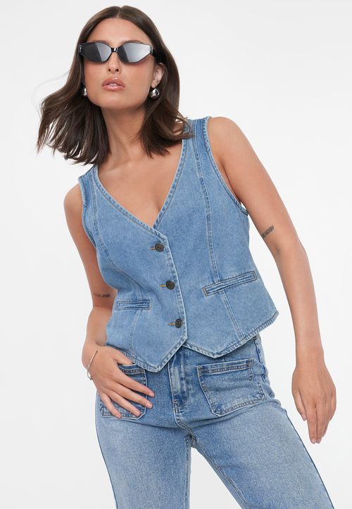 Vest Mujer Denim Azul Medio