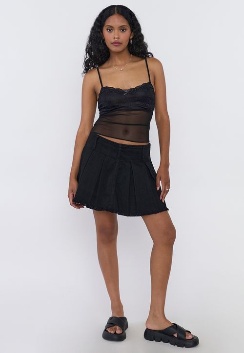 Falda Mujer Plisada Negro