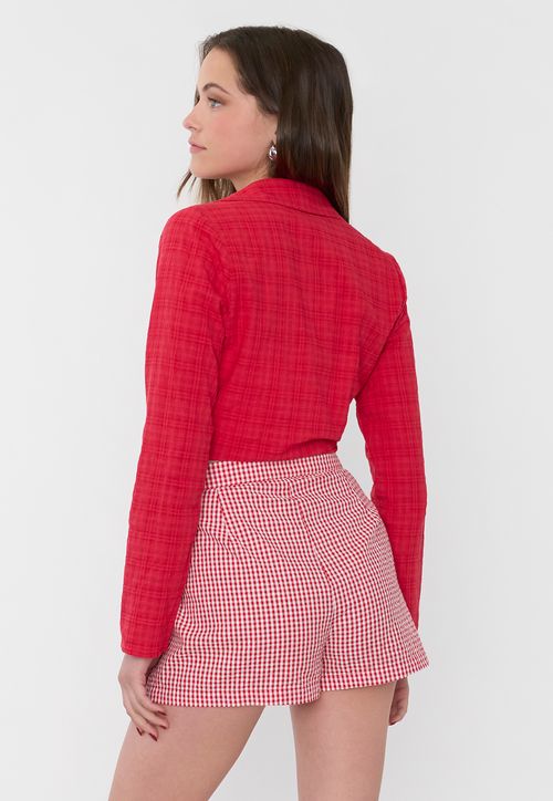 Blusa Mujer Camisera Amarras Rojo