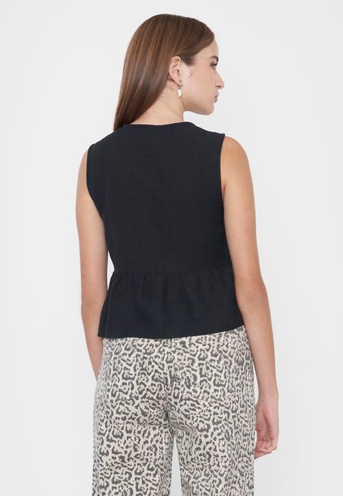Blusa Mujer Amarras Sin Mangas Negro