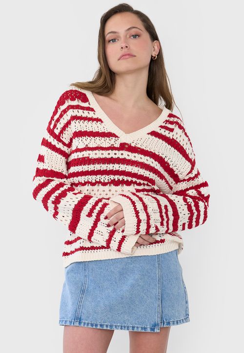 Sweater Mujer Crochet Ecru