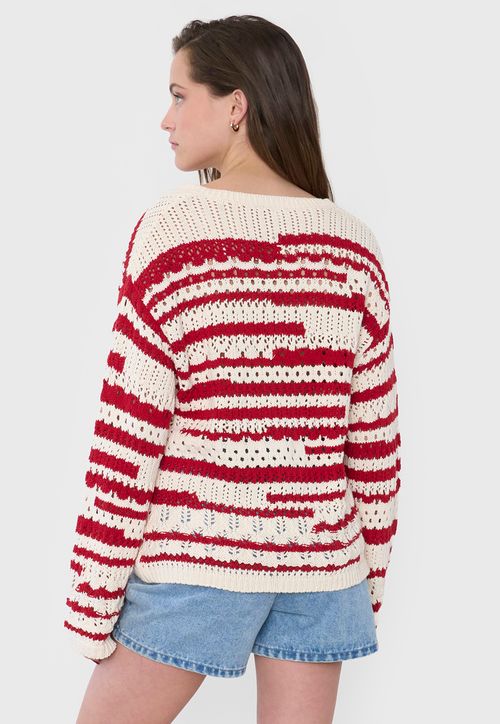 Sweater Mujer Crochet Ecru