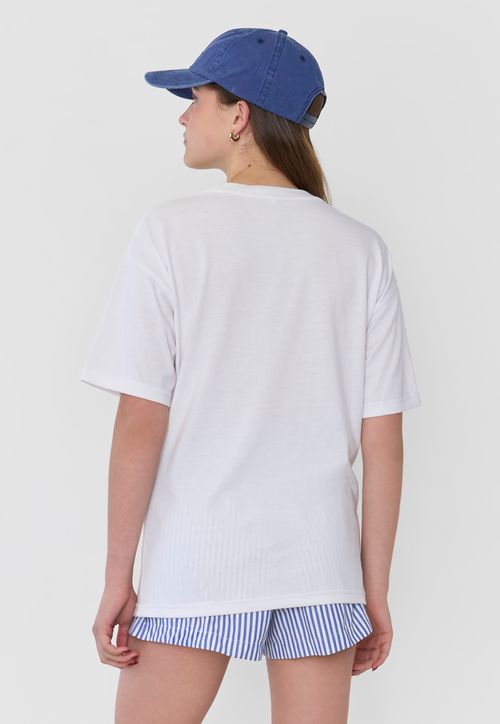 Polera Mujer Oversize Manga Corta Blanco