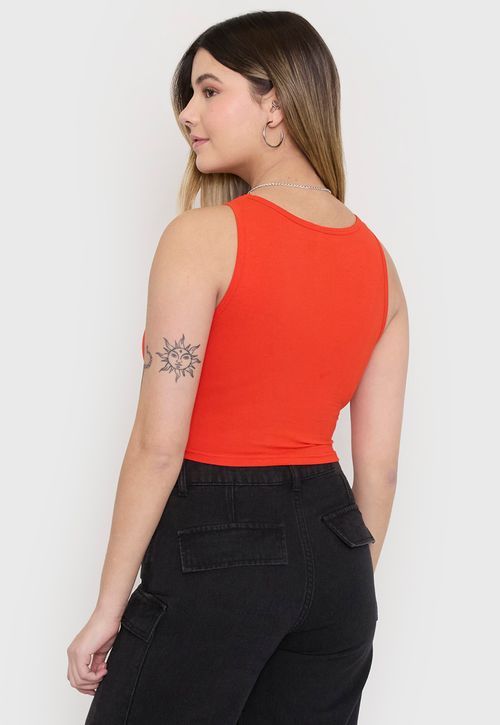 Polera Mujer Sin Mangas Crop Rojo