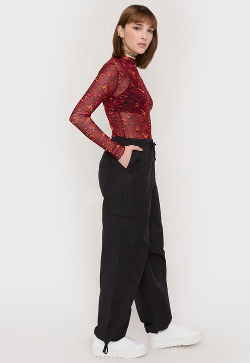 Pantalón Mujer Negro Parachute