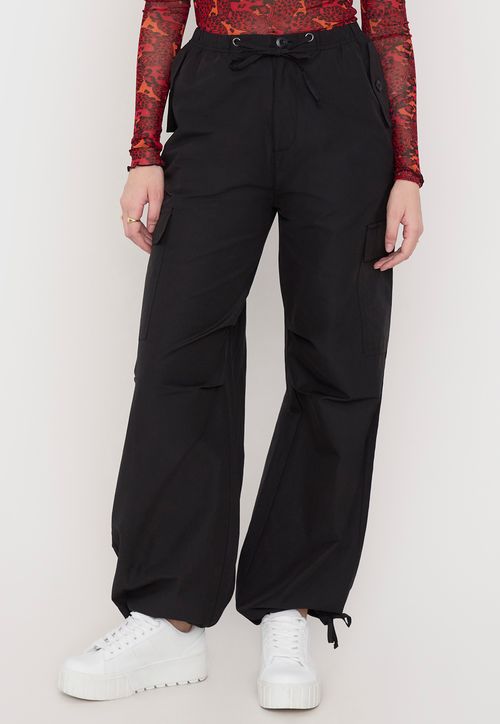 Pantalón Mujer Negro Parachute