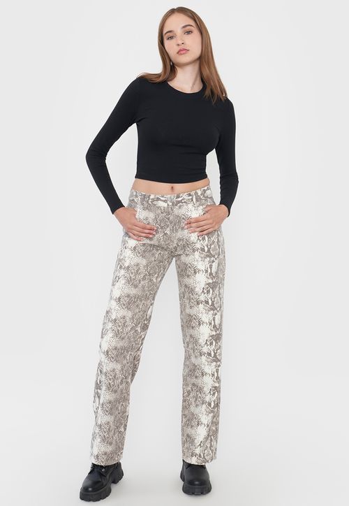 Jeans Mujer Straight Fit Noventero Print Piton Café