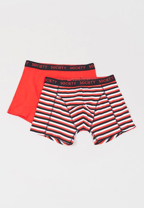 Bóxer Hombre Bipack Líneas Mix Rojo