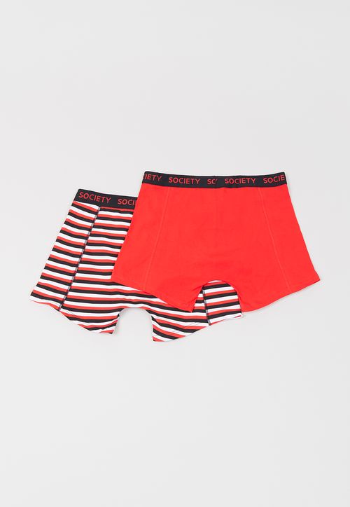 Bóxer Hombre Bipack Líneas Mix Rojo