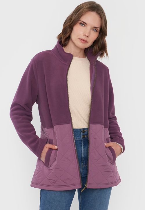 Chaqueta Mujer Polar Aplicación Quilt Morado