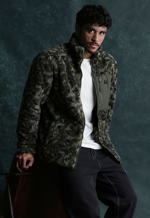 Polerón Hombre Coral Print Full Zipper Étnico