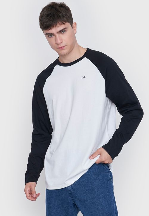 Polera Hombre Manga Larga Raglan Negro
