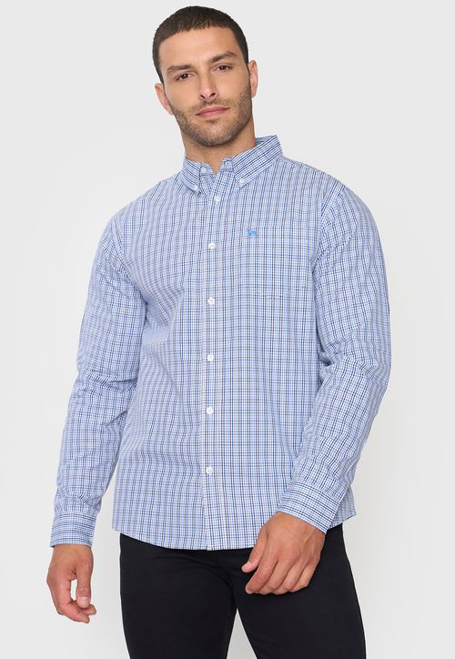 Camisa Hombre Escocesa Celeste