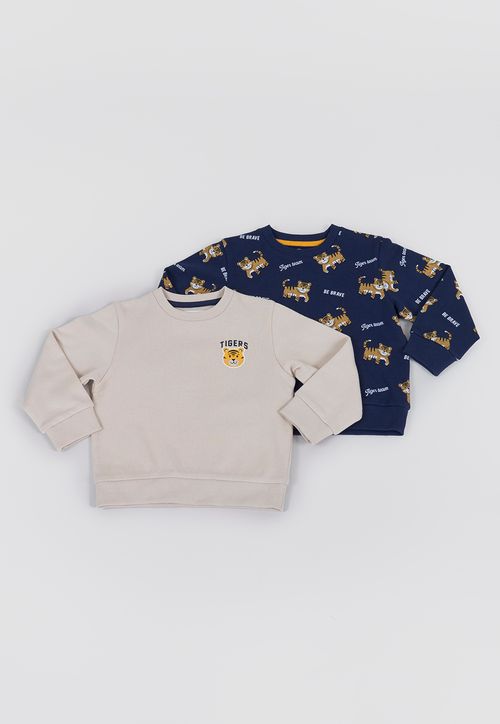 Bipack Polerón Bebé Niño Cuello Redondo Beige