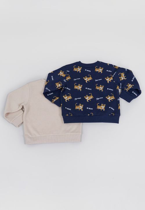 Bipack Polerón Bebé Niño Cuello Redondo Beige