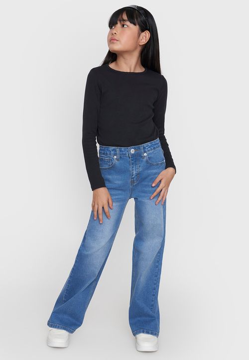 Jeans Niña Kids Wide Leg Color Azul Medio