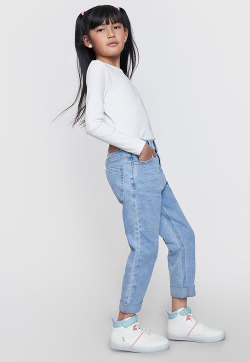 Jeans Niña Kids Mom Fit Azul Claro