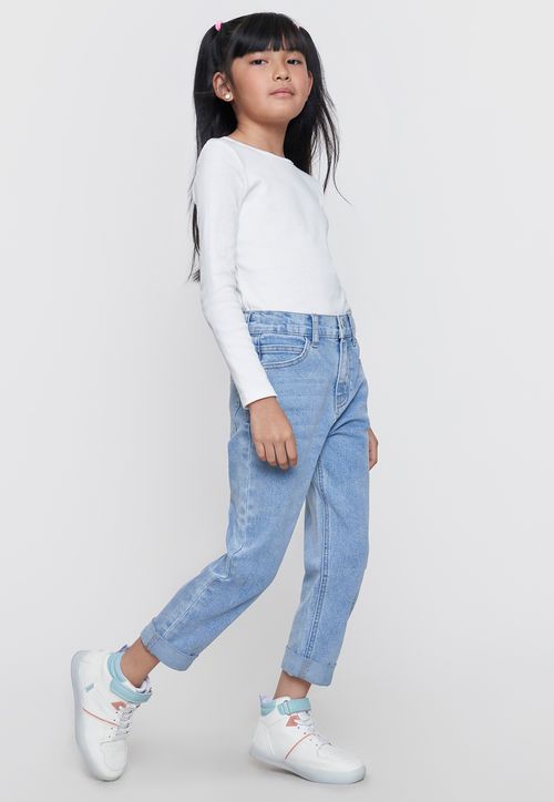 Jeans Niña Kids Mom Fit Azul Claro