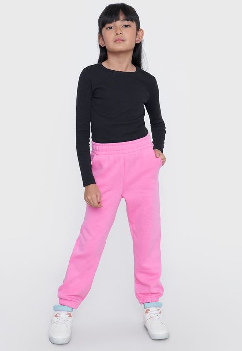 Pantalón De Buzo Niña Kids Basico Rosado