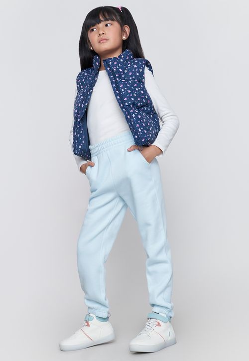 Pantalón De Buzo Niña Kids Basico Celeste