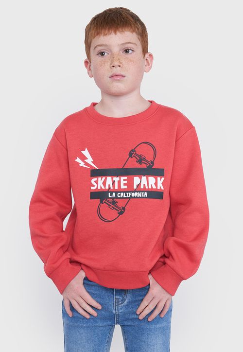 Poleron Niño Kids Cuello Redondo Rojo