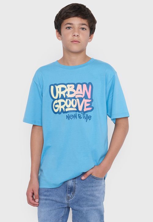 Polera Niño Teen M/C Back Print Celeste