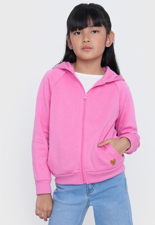 Poleron Niña Kids Con Cierre Rosado