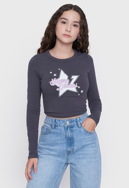 Polera Niña Teen M/L Focal Gris