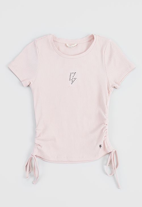 Polera Niña Teen M/C Rib Amarras Rosado