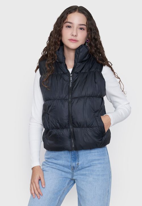 Parka Niña Teen Sin Mangas Color Negro