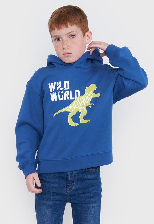 Poleron Niño Kids Con Capucha Azul