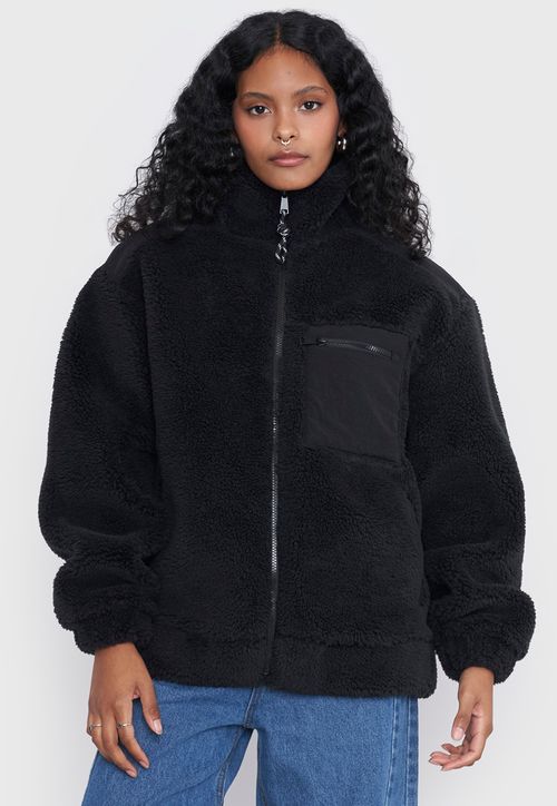 Chaqueta Mujer Peludo Negro