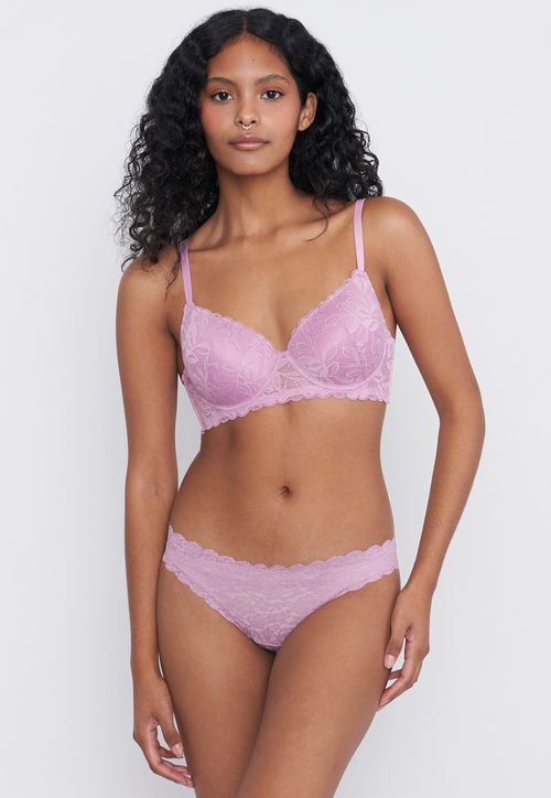 Calzón Mujer Encaje Malva Bikini