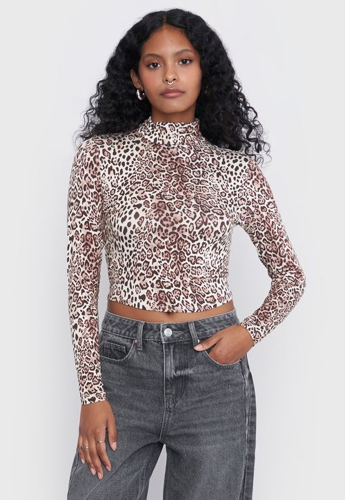 Polera Mujer Manga Larga Cuello Tortuga Beige