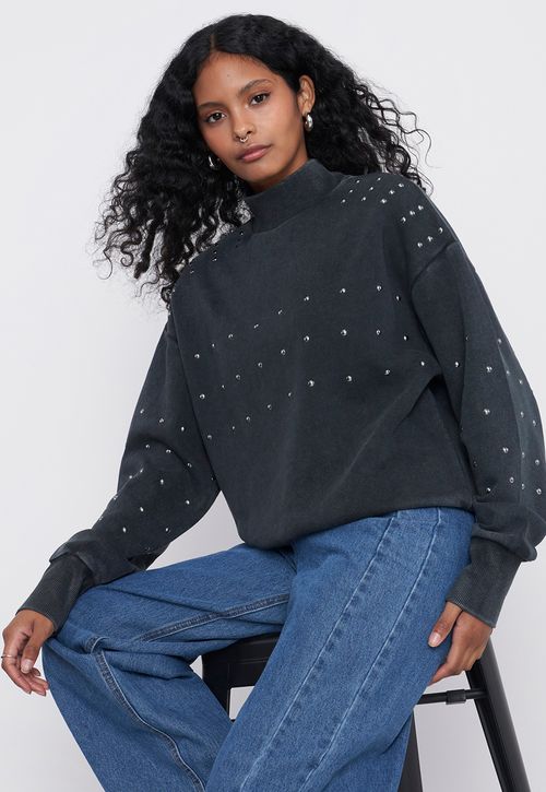 Polerón Mujer Tachas Gris