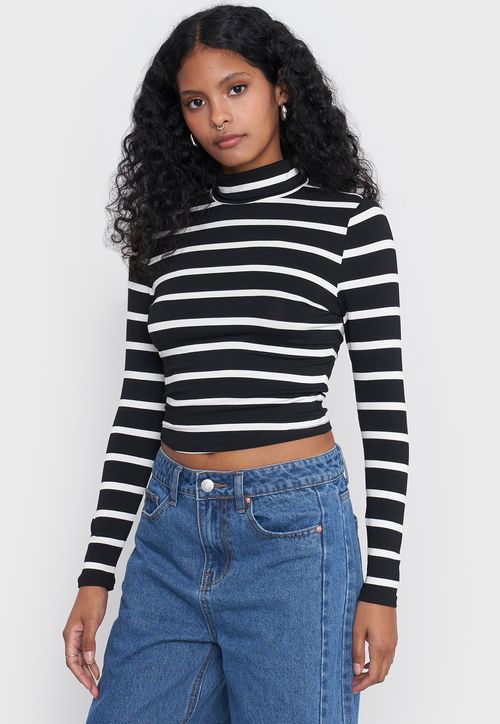 Polera Mujer Manga Larga Cuello Tortuga Negro