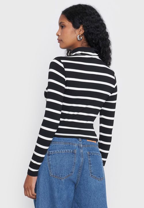 Polera Mujer Manga Larga Cuello Tortuga Negro