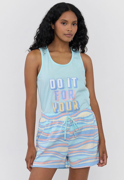 Pijama Mujer Sudadera Print Aqua Lineas