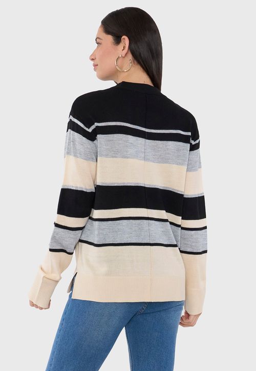 Sweater Mujer Líneas Gris