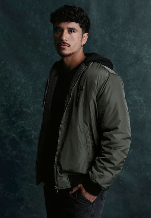 Casaca Bomber Hombre Hoodie Verde