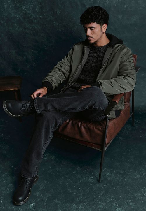 Casaca Bomber Hombre Hoodie Verde