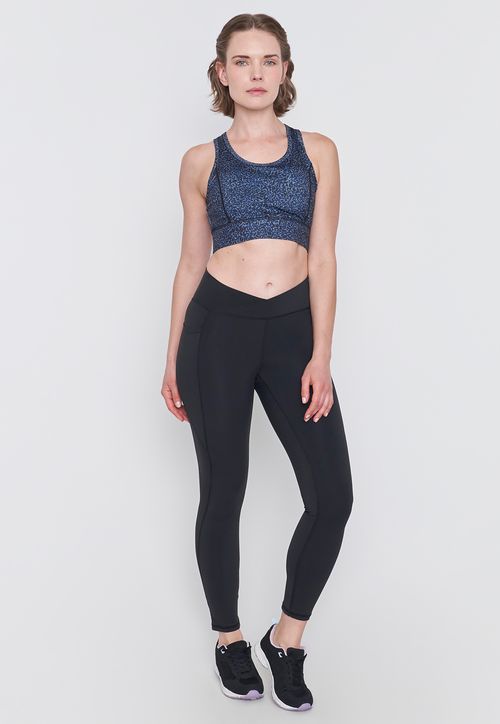 Calza Mujer Deportiva Pretina Cruzada Negro