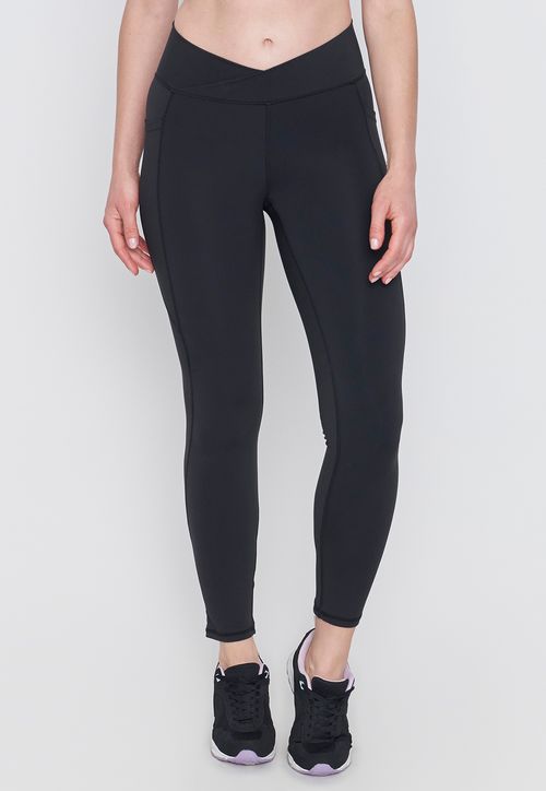 Calza Mujer Deportiva Pretina Cruzada Negro