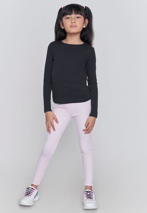 Calza Niña Kids Rib Sólida Rosado