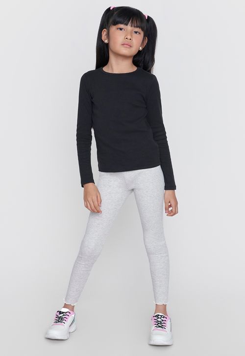 Calza Niña Kids Rib Sólida Gris