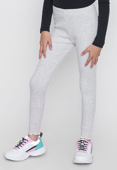 Calza Niña Kids Rib Sólida Gris
