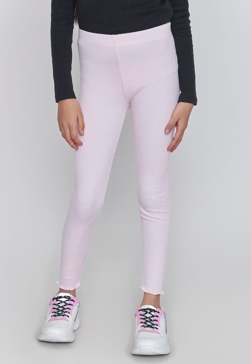 Calza Niña Kids Rib Sólida Rosado